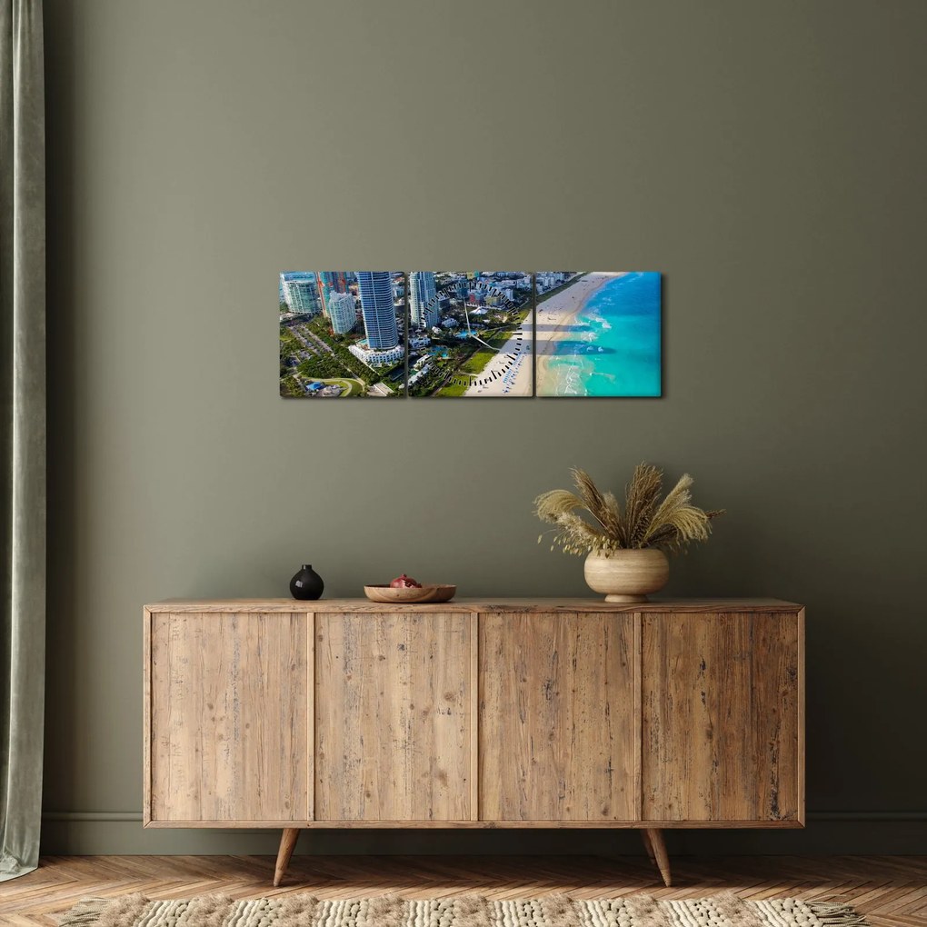 Obraz- Miami, Floryda (z zegarem) (90x30 cm)