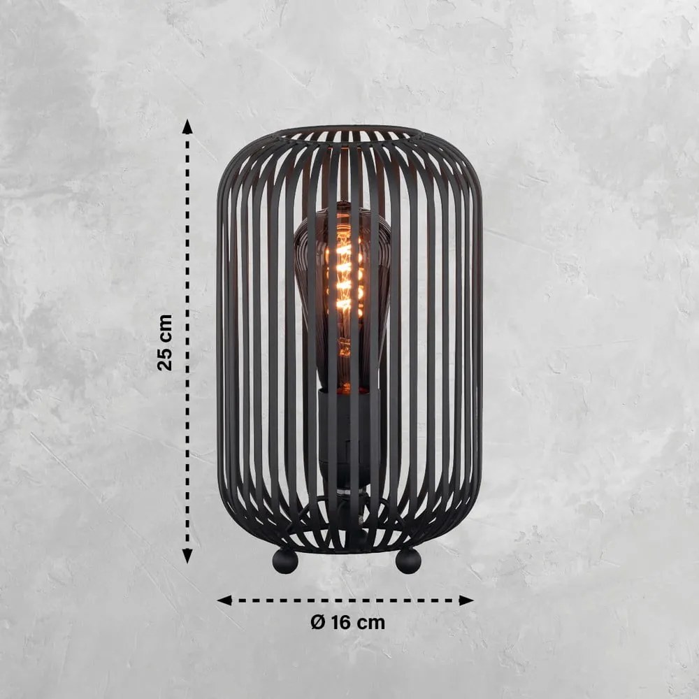 Czarna lampa stołowa z metalowym kloszem (wysokość 25 cm) Cage – Fischer & Honsel