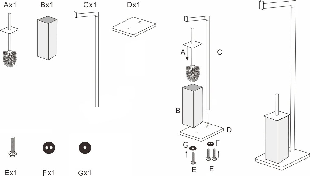Stojak na papier z pojemnikiem na szczotkę BALVO