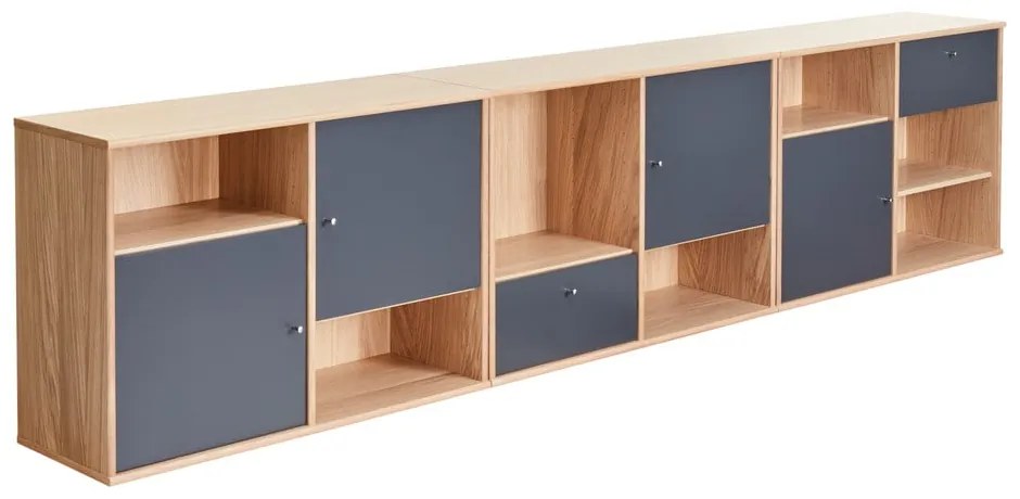 Czarno-naturalna niska komoda w dekorze dębu 267x61 cm Mistral – Hammel Furniture