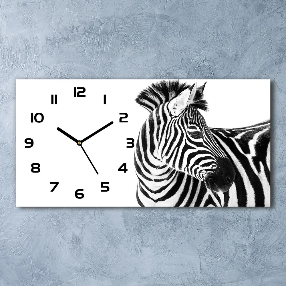 Zegar ścienny szklany cichy Zebra w śniegu