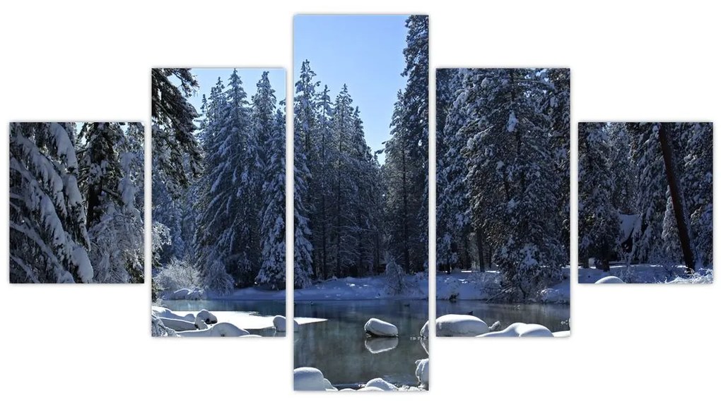 Obraz śnieżnego lasu (125x70 cm)