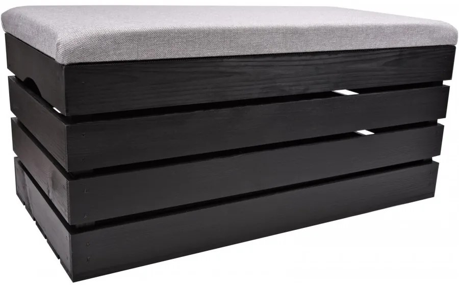 Pufa kufer skrzynia drewniana sosnowa siedzisko 80cm malowana czarna