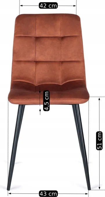 Krzesło Tapicerowane do Jadalni PERU Rude Welurowe Nowoczesne Loft