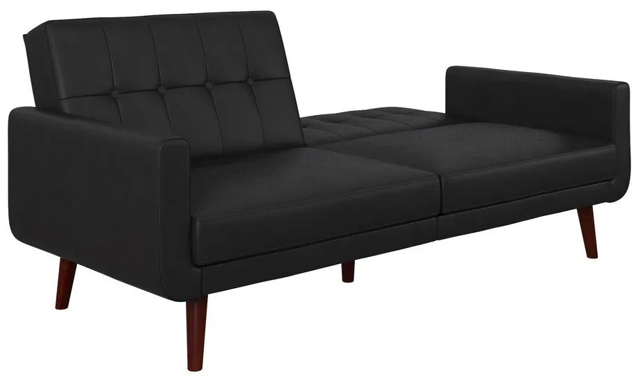 Czarna rozkładana sofa z imitacji skóry 200 cm Nola – Støraa