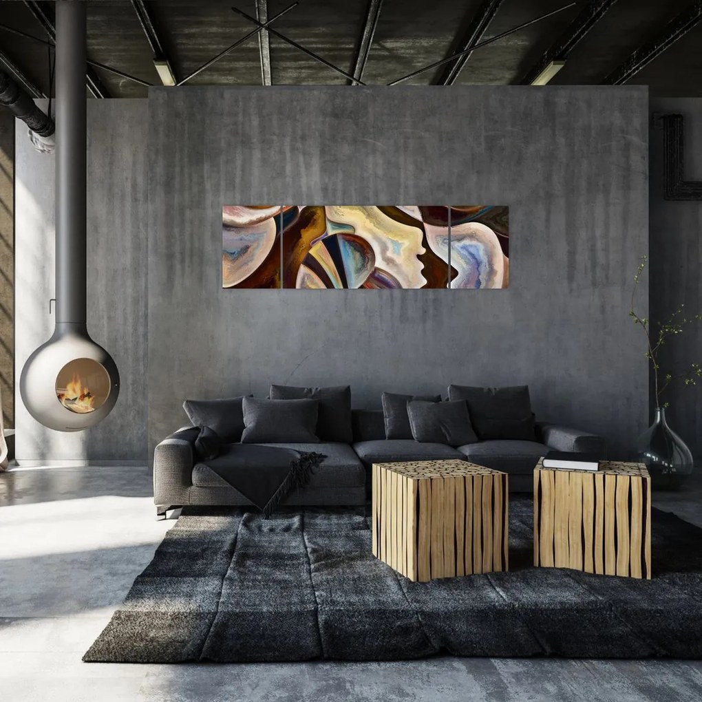Obraz - Abstrakcja głów (170x50 cm)