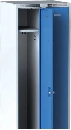 Metalowa szafka ubraniowa S7 na cokole, 2-drzwiowa, 1904 x 600 x 500 mm, zamek cylindryczny, drzwi niebieskie