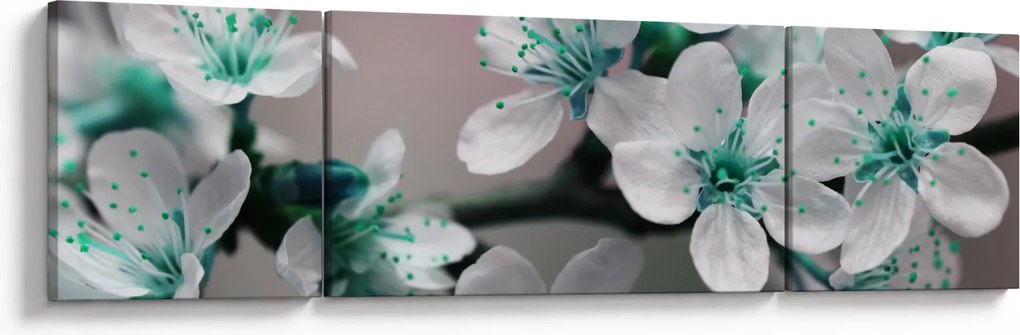 Obraz kwiatu - turkusowy (170x50 cm)