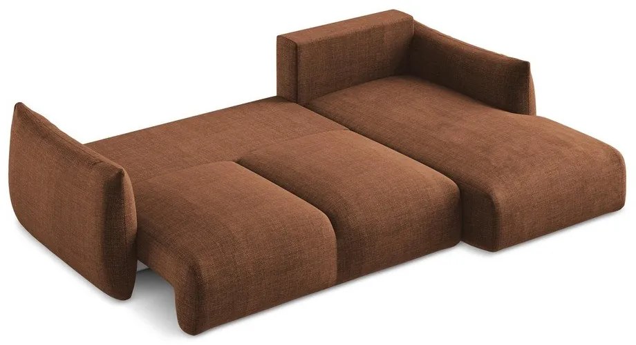 Rozkładany narożnik (prawostronny/z szezlongiem) w kolorze terakoty Leila – Makamii