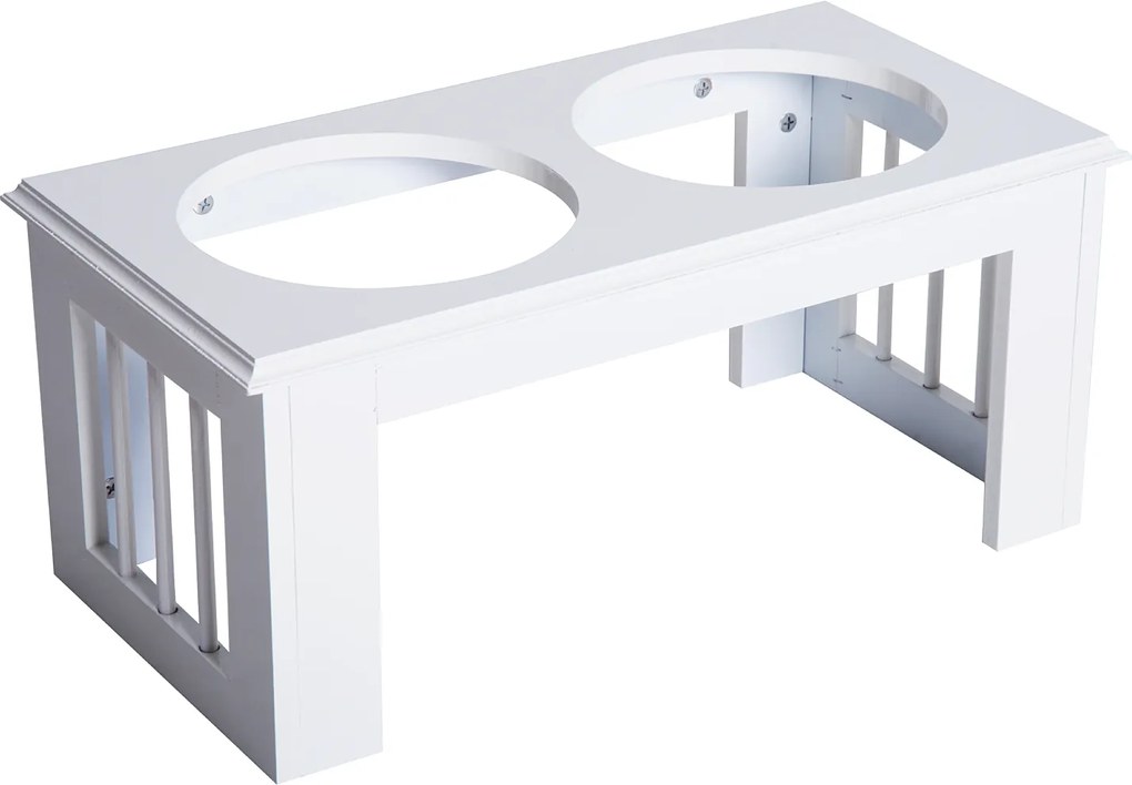 PawHut Miski Podwyższone dla Zwierząt 2 Miski Stal Szlachetna Biały dla Psów i Kotów | Aosom PL