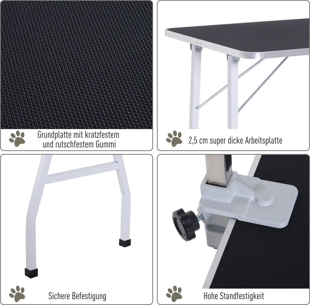 PawHut Stół Trymerski dla Psów Czarny z Regulacją Wysokości i Zawiesiem | Aosom PL
