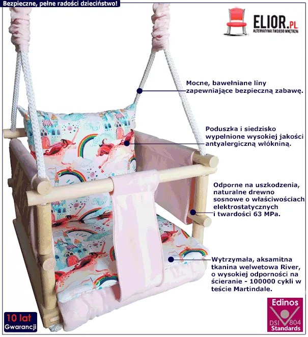 Drewniana huśtawka kubełkowa 6 wzorów E3-S05