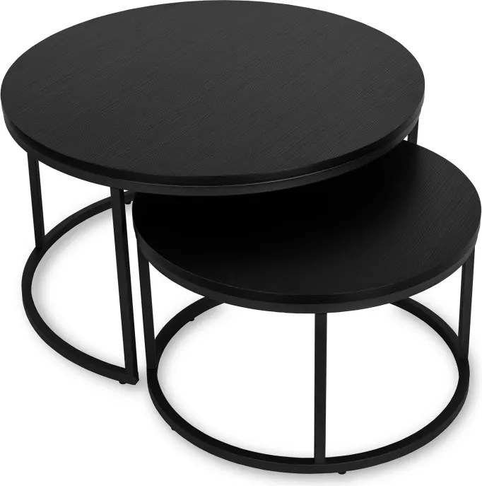 Zestaw Stolików Kawowych MANU MAX 60 cm/80 cm Czarny Nowoczesny Loft