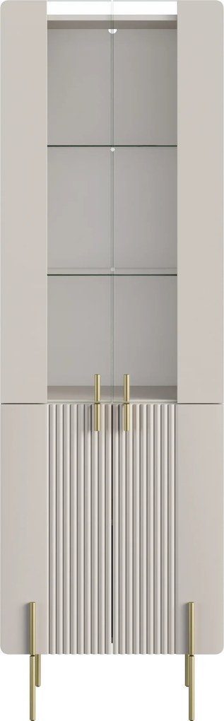 Witryna Malmi 60 cm czterodrzwiowa - kaszmir / złote nóżki