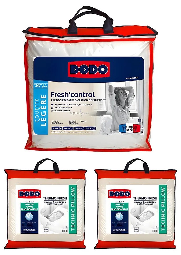 Zestaw DODO kołdra przeciwpotna 240 × 260 cm i 2 poduszki 60 × 60 cm, efekt świeżości FRESH CONTROL