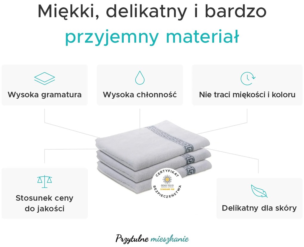 2x ręcznik GREEK 70x130 cm kremowy, 100% bawełna