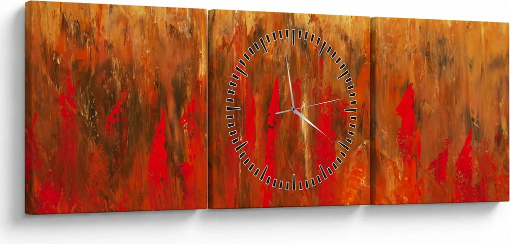Obraz malowanej abstrakcji (z zegarem) (90x30 cm)