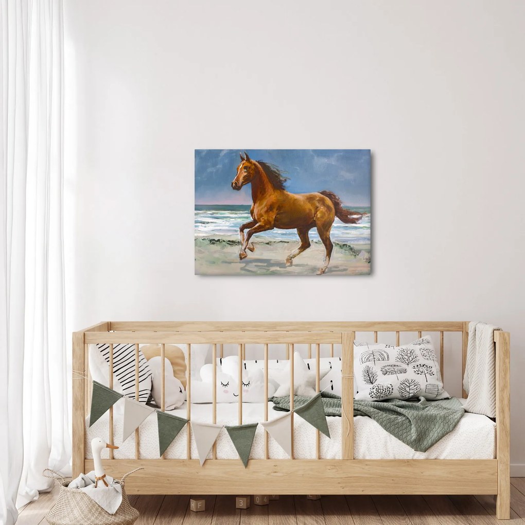 Obraz konia na plaży (70x50 cm)