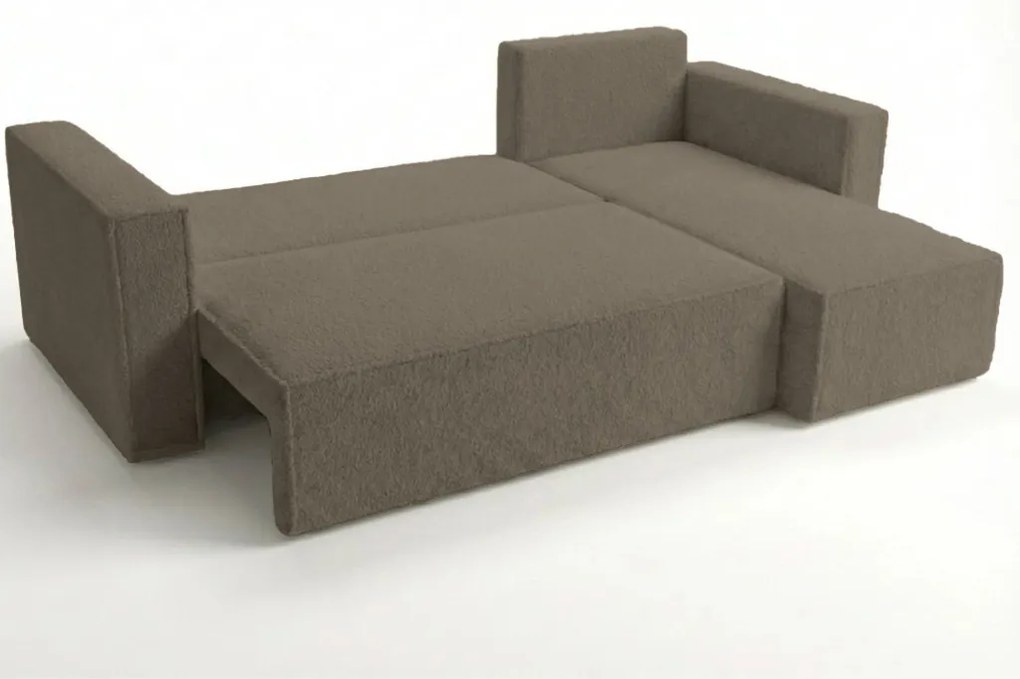 Rozkładana narożna sofa SMART BOUCLE 232x143 cm, szarobrązowa, uniwersalna