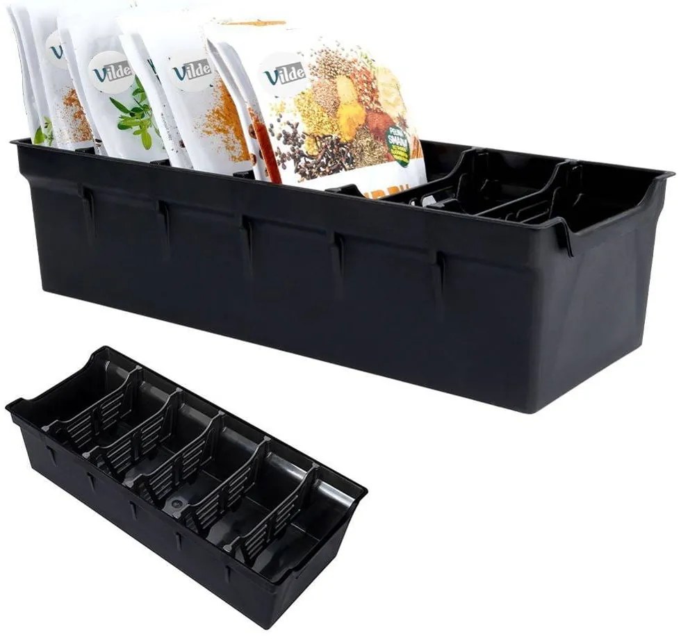 Organizer pojemnik kuchenny na torebki z przyprawami 30x13x8 cm (Czarny)