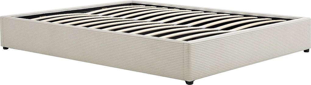 Rama łóżka ze skrzynią 140 x 190 cm z weluru - Beżowa - FIRMEO od YSMÉE