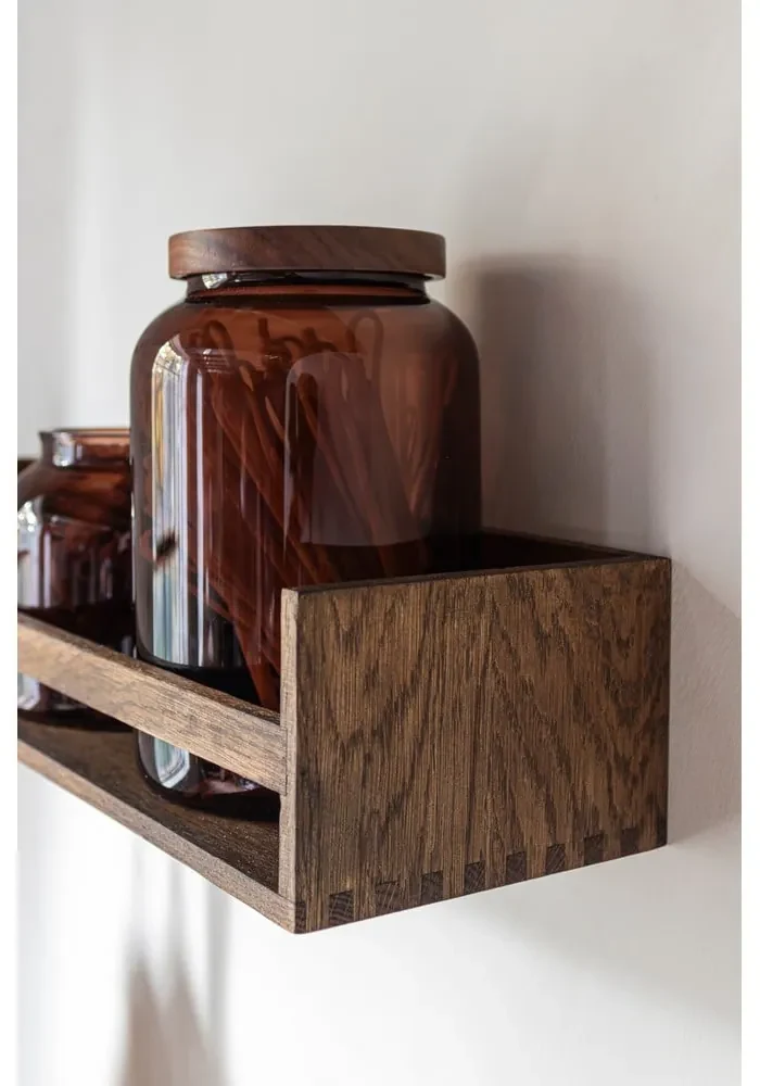 Brązowy wieszak ścienny z litego drewna dębowego z półką 60 cm Showcase – Mette Ditmer Denmark