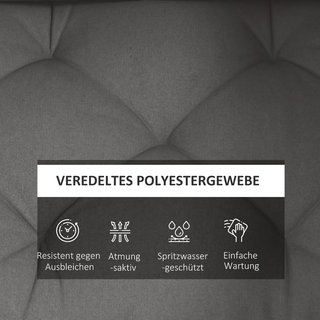 Outsunny Poduszki na palety, zestaw 3 sztuki, poduszki na ławki z ochroną UV, poduszki na meble ogrodowe, poduszki na taras, kolor ciemnoszary