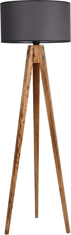 Ciemnoszara/w naturalnym kolorze lampa stojąca z tekstylnym kloszem (wysokość 153 cm) Tripod – Opviq lights