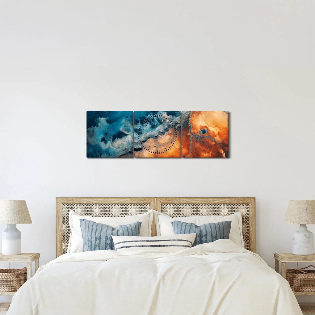 Obraz - Woda i ogień (z zegarem) (90x30 cm)