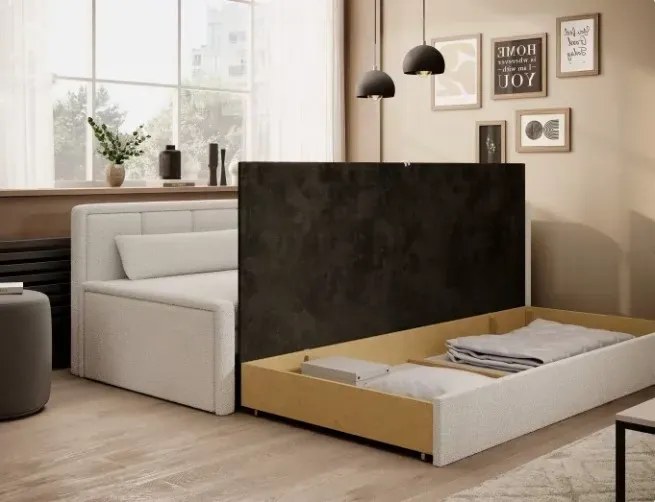 Sofa rozkładana z funkcją spania FULGEO kremowa prawa ELTAP