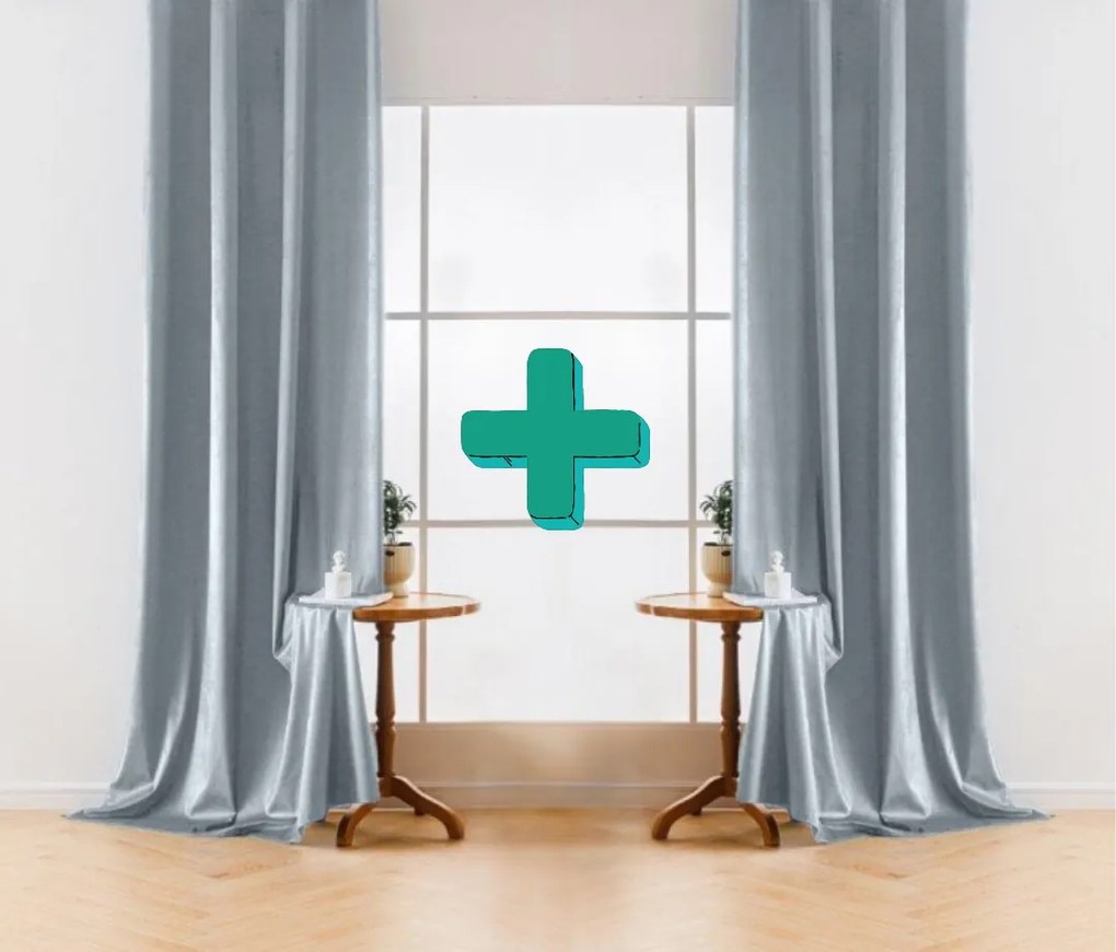 Zasłona zaciemniająca VELVET szaro-niebieska 140x250 cm (2 szt.), kółka metalowe