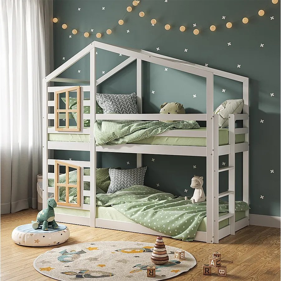 Łóżko piętrowe biały 208x96.5x195 maja