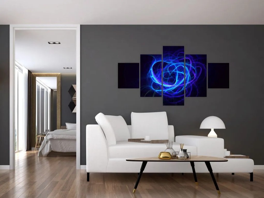 Obraz niebieskiej abstrakcyjnej piłki (125x70 cm)