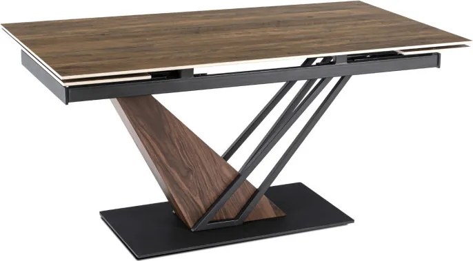 Stół Rozkładany Prostokątny REX 160-220 cm Ceramiczny Ciemny Brąz/Czarny do Jadalni Nowoczesny Loft