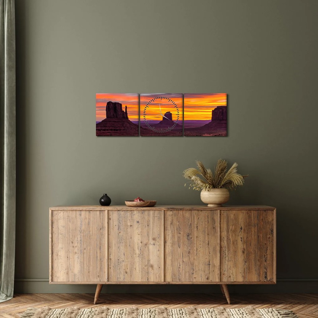 Obraz - Monument Valley v Arizonie (z zegarem) (90x30 cm)