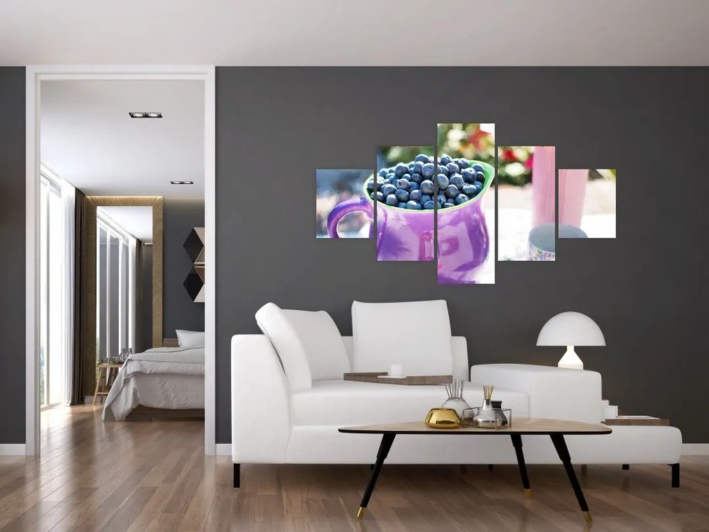 Obraz - jagody w filiżance (125x70 cm)