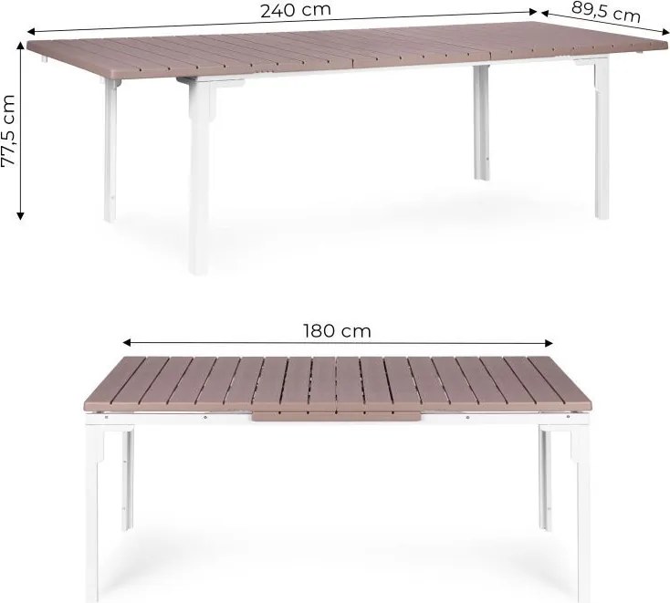 Stół ogrodowy Caprila rozkładany 180-240 cm, kolor biało-beżowy