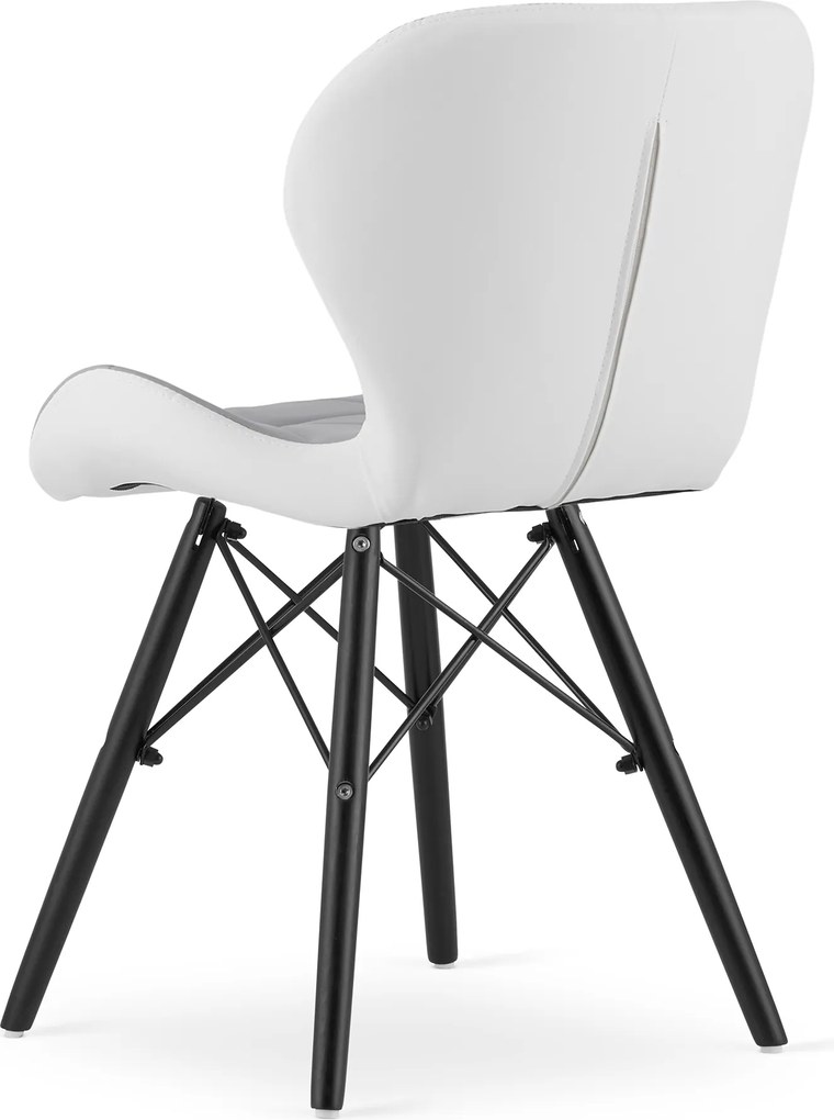 Krzesło LAGO ekoskóra - szaro-białe / nogi czarne