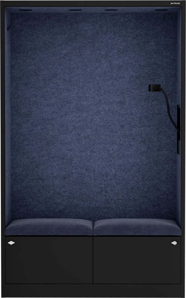 Szafa akustyczna do biura i szkoły Sally MentalBox, 115 x 40 x 185 cm, czarny/granatowy