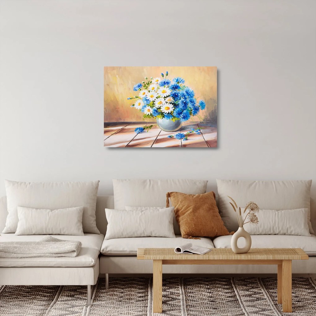 Malowany obraz wazonu z kwiatami (70x50 cm)