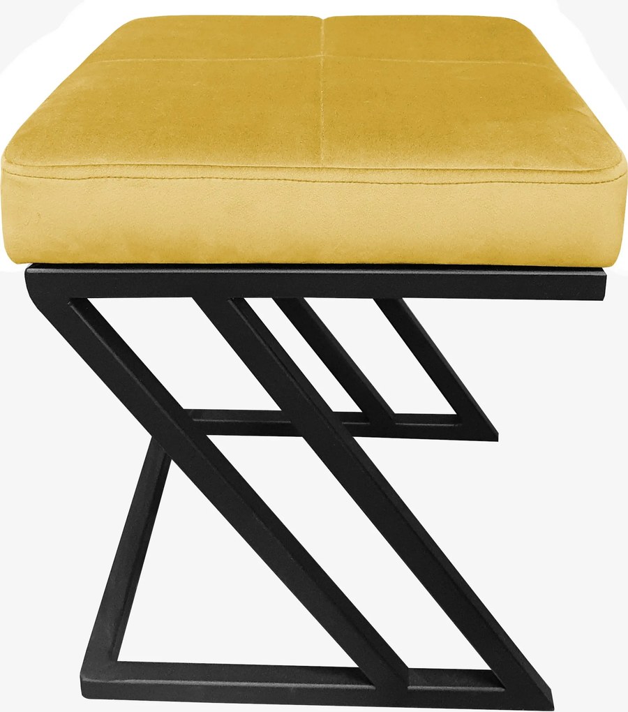 Pufa ZETA tkanina Welur loft ławka podnóżek metal : Kolor Stelaża - Czarny , Kolor tkaniny - VELVET - MG15, Typ tkaniny - Velvet
