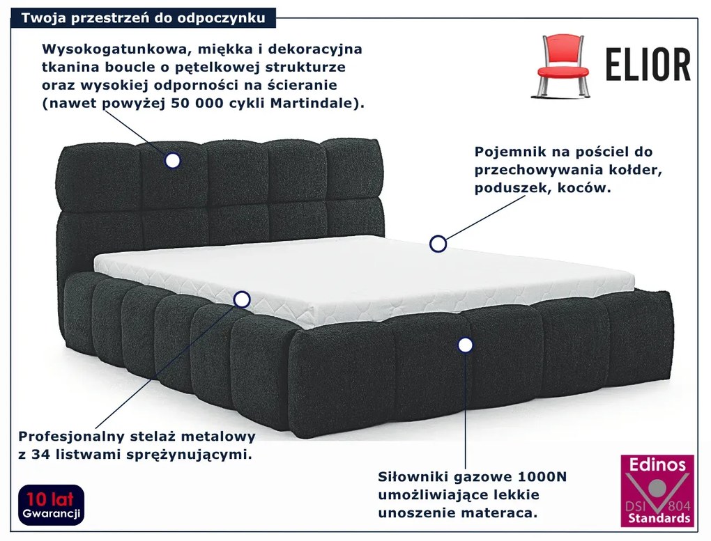 Czarne tapicerowane łóżko chmurka 5 rozmiarów M4-M15