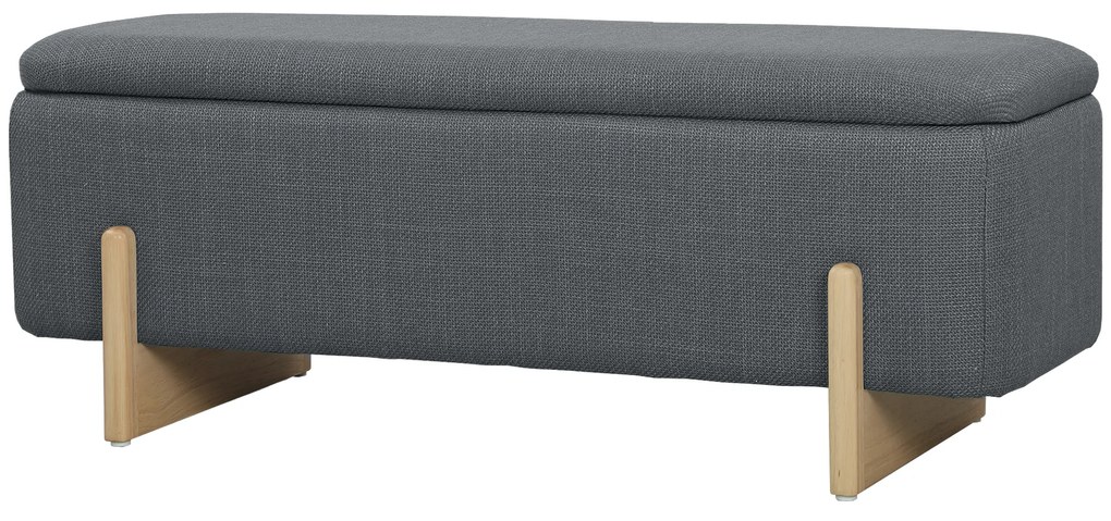 HOMCOM Hoker ze schowkiem, ławka z piankowym wypełnieniem, imitacja lnu, 111 x 44 x 44,5 cm, ciemnoszary