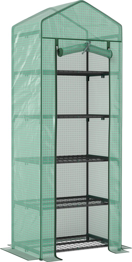 Outsunny Mini-szklarnia na kwiaty lub warzywa, stal, tworzywo sztuczne, 69 dł. x 49 szer. x 193 wys. cm, Zielona