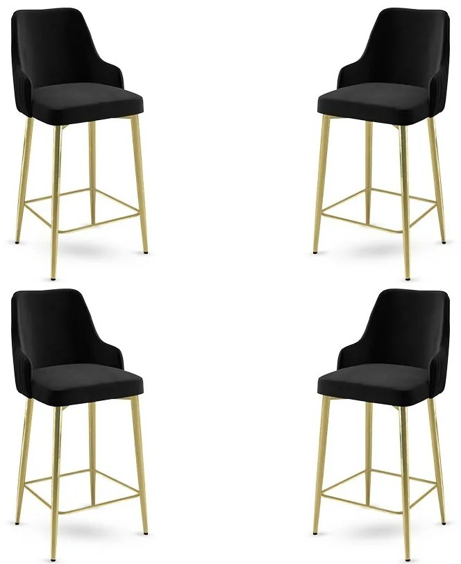 Zestaw krzeseł barowych Enox Black and Gold, 4szt.