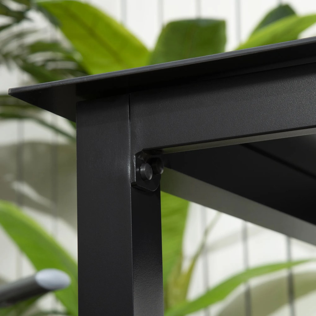 Outsunny Stolik ogrodowy Stolik Outdoor, Stolik do salonu zewnętrznego, odporny na warunki atmosferyczne, 80 x 80 x 74 cm, Czarny