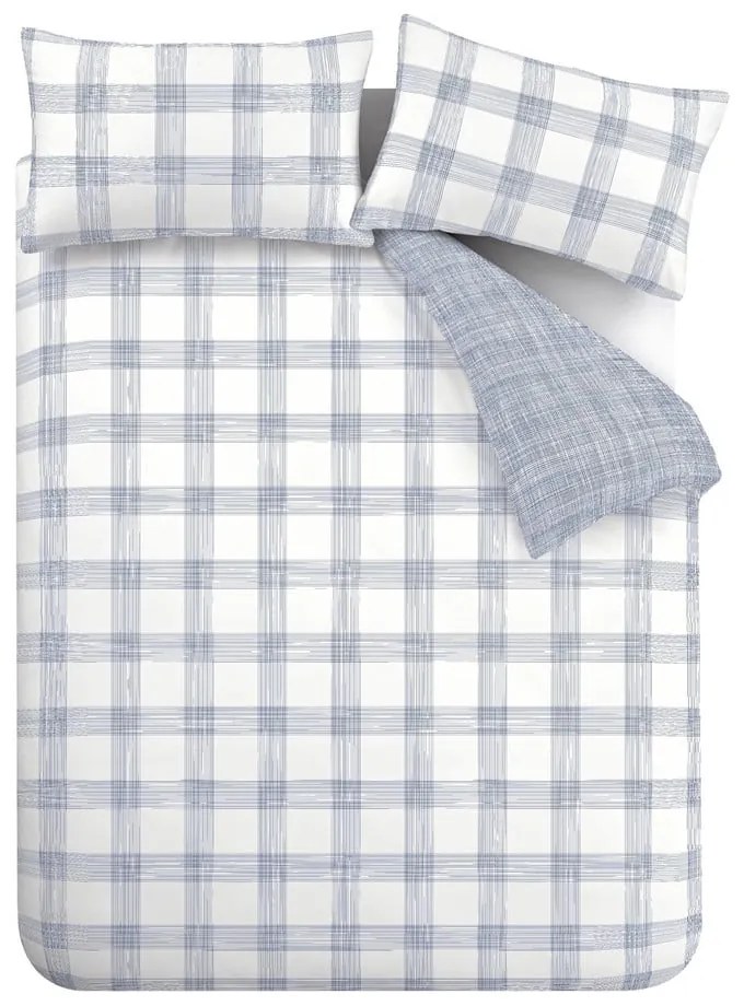 Biało-niebieska bawełniana pościel dwuosobowa 200x200 cm Marlow Check – Bianca