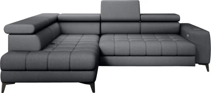 Narożnik BAGGIO Lewostronny z funkcją spania, wolnostojący tkanina LETTO 93 Ciemnoszary WERSAL