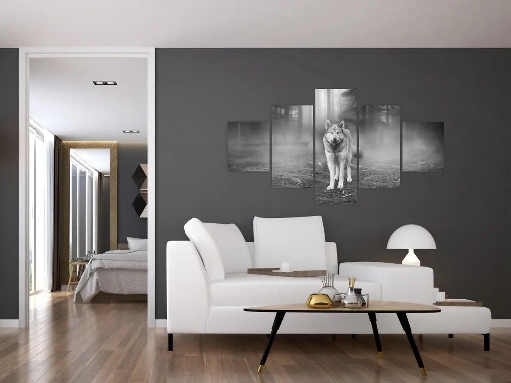 Obraz - Strażnik leśny, czarno - biały (125x70 cm)
