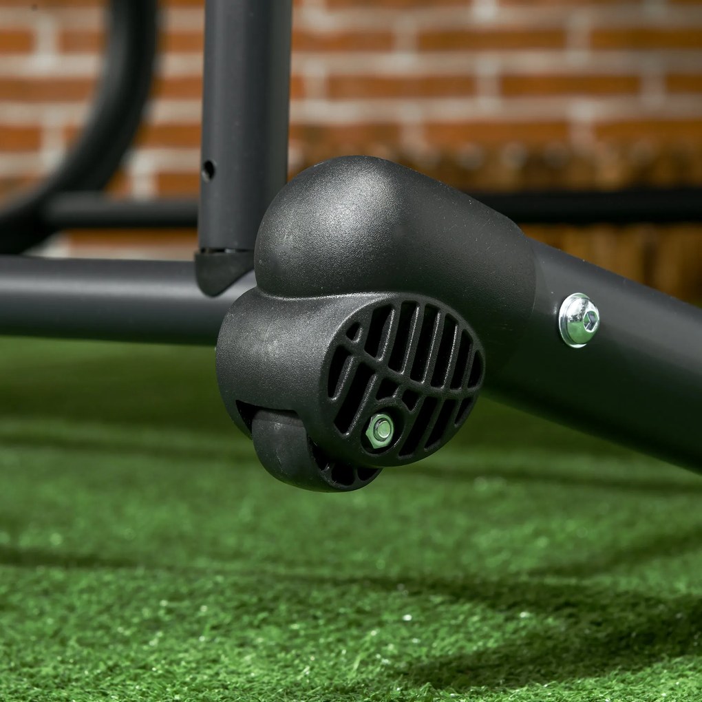 Outsunny Podwójna Leżanka dla 2 Osób z Baldachimem i Poduszkami, 200 cm x 139 cm x 140 cm, Ciemnoszary | Aosom PL